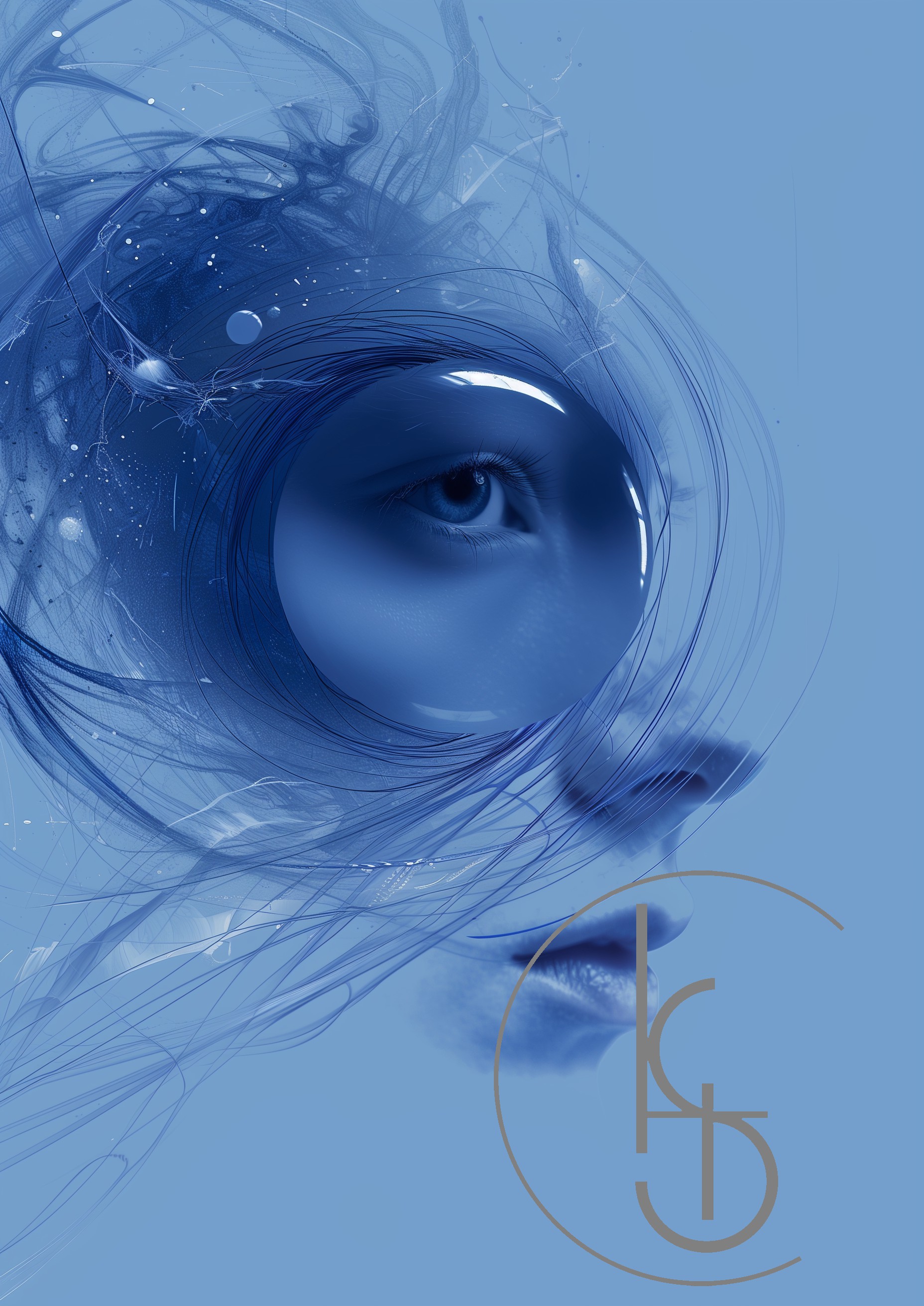 Enigmatic Beauty in Blue Sphere 2